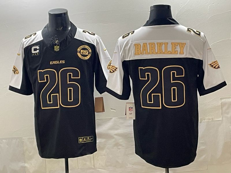 Men 2026 Philadelphia Eagles #26 Barkley Black Gold 3th generations Nike Limited NFL Jersey style 03